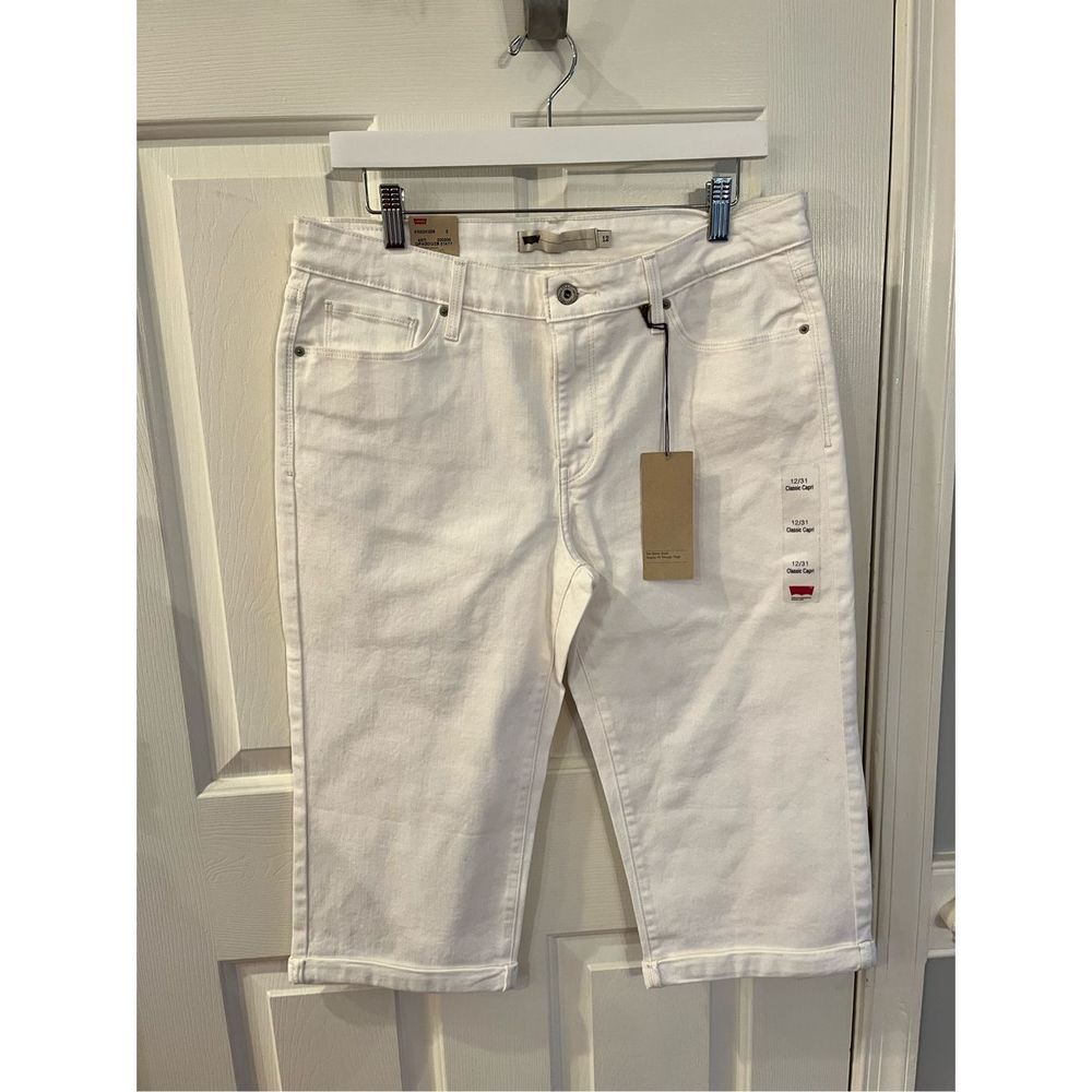 LEVIS WHITE DENIM CLASSIC CAPRI JEANS SIZE 12 NWT